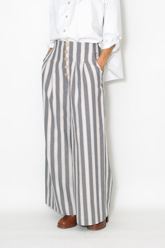 Pantalon MANON rayures beiges
