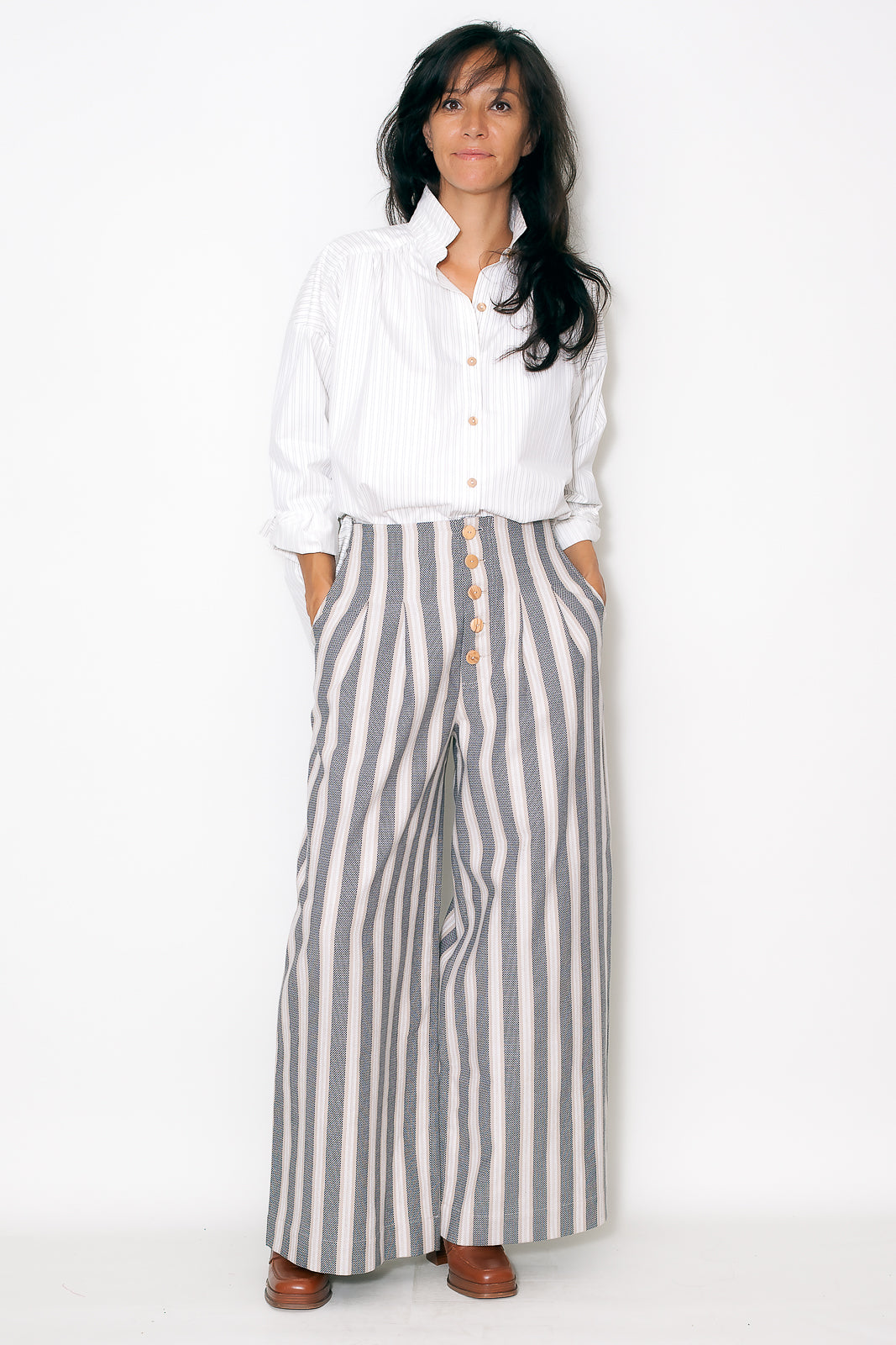 Pantalon MANON rayures beiges
