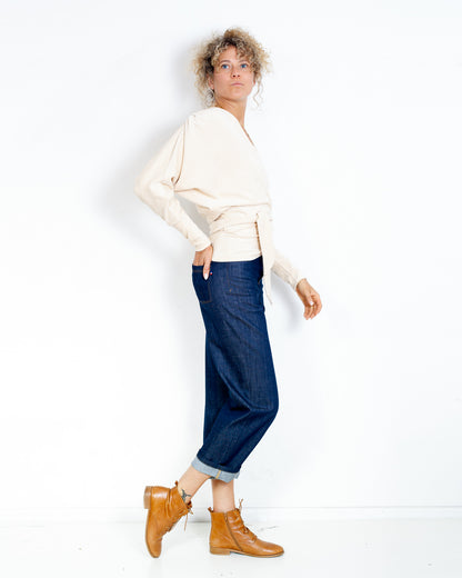 Gilet Cache coeur Moly velours de coton BIO Nude - DERNIERE CHANCE