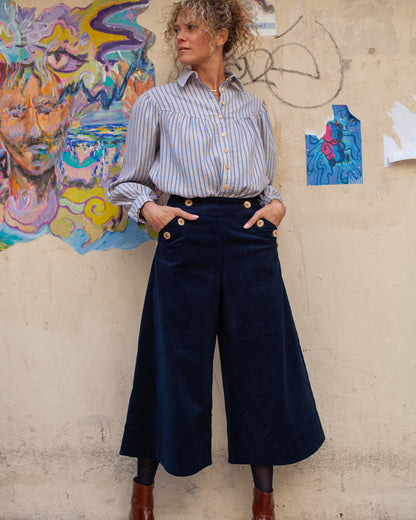 Jupe-culotte Henriette velours coton BIO MARINE - ICONIQUE