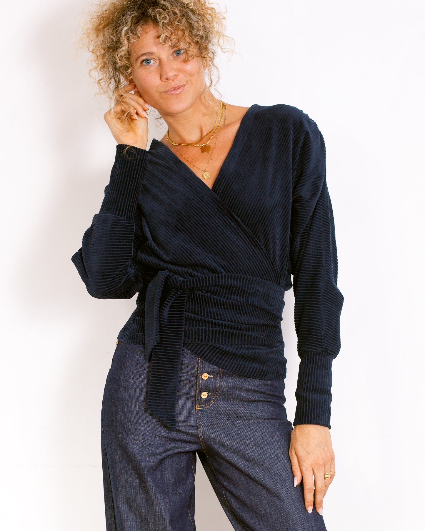 Gilet Moly velours coton BIO Marine