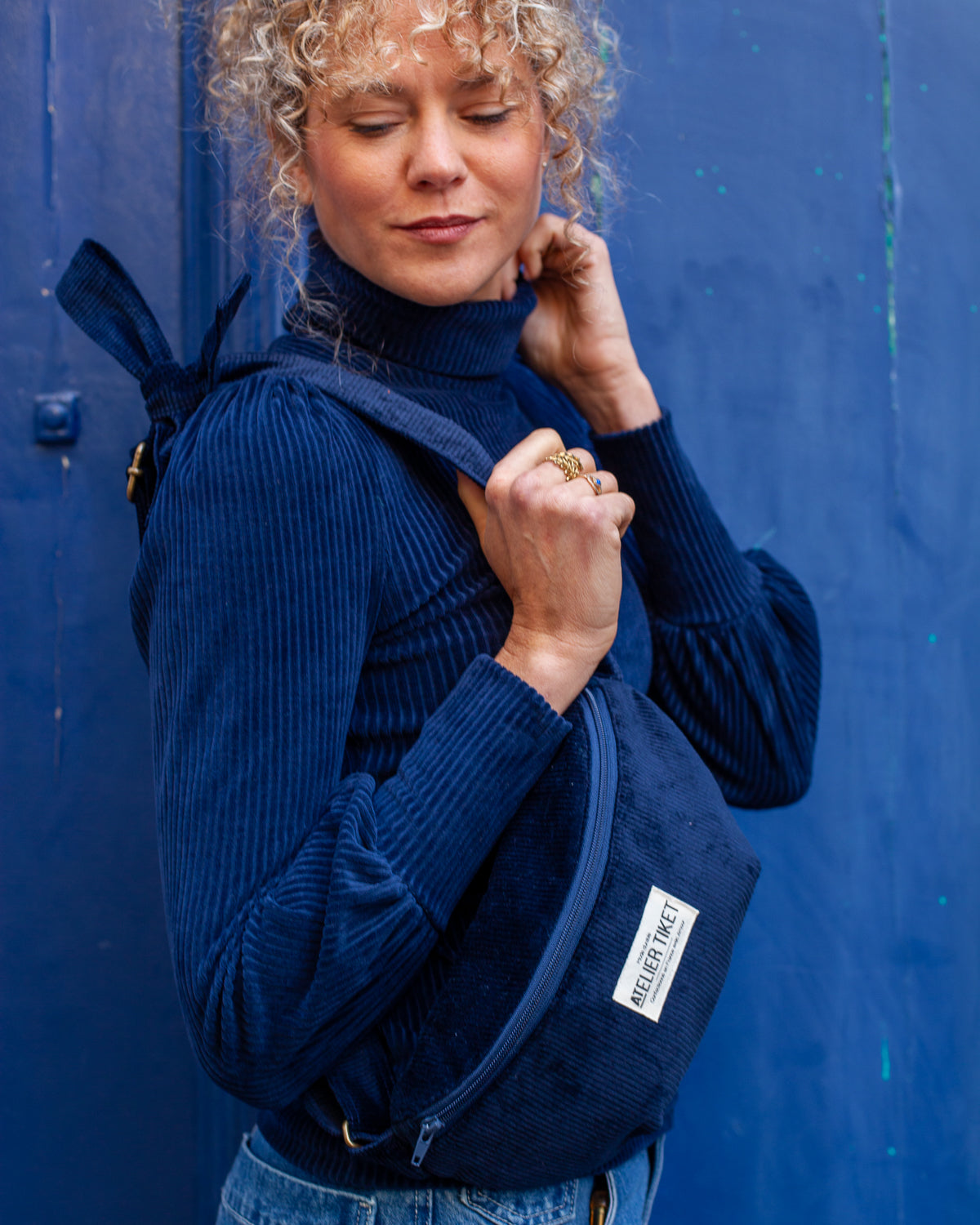 Sac Banane Velours Marine