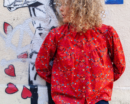 Chemise Amina rayures "Botanic" - DERNIERES CHANCES