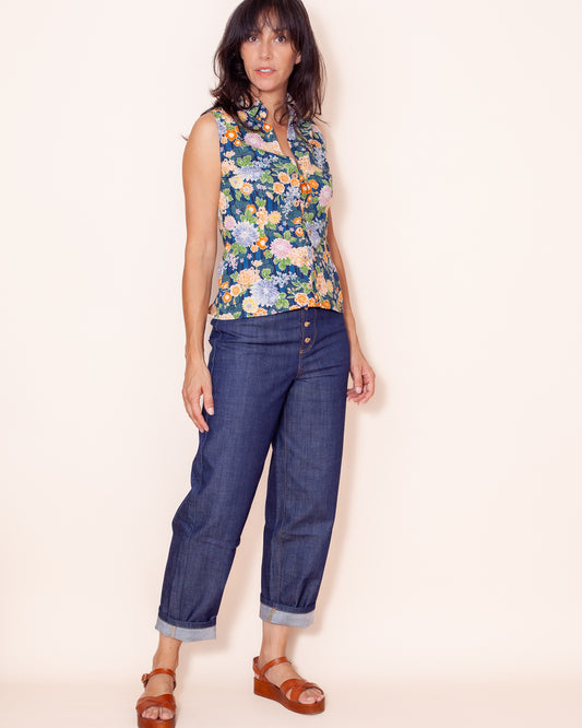 chemise Emilie été Pivoines bleues