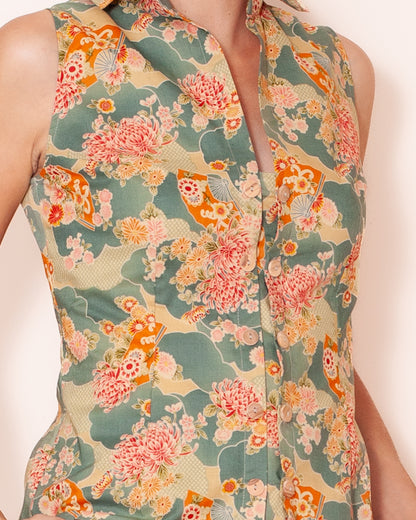 chemise Emilie été Pivoines ciel