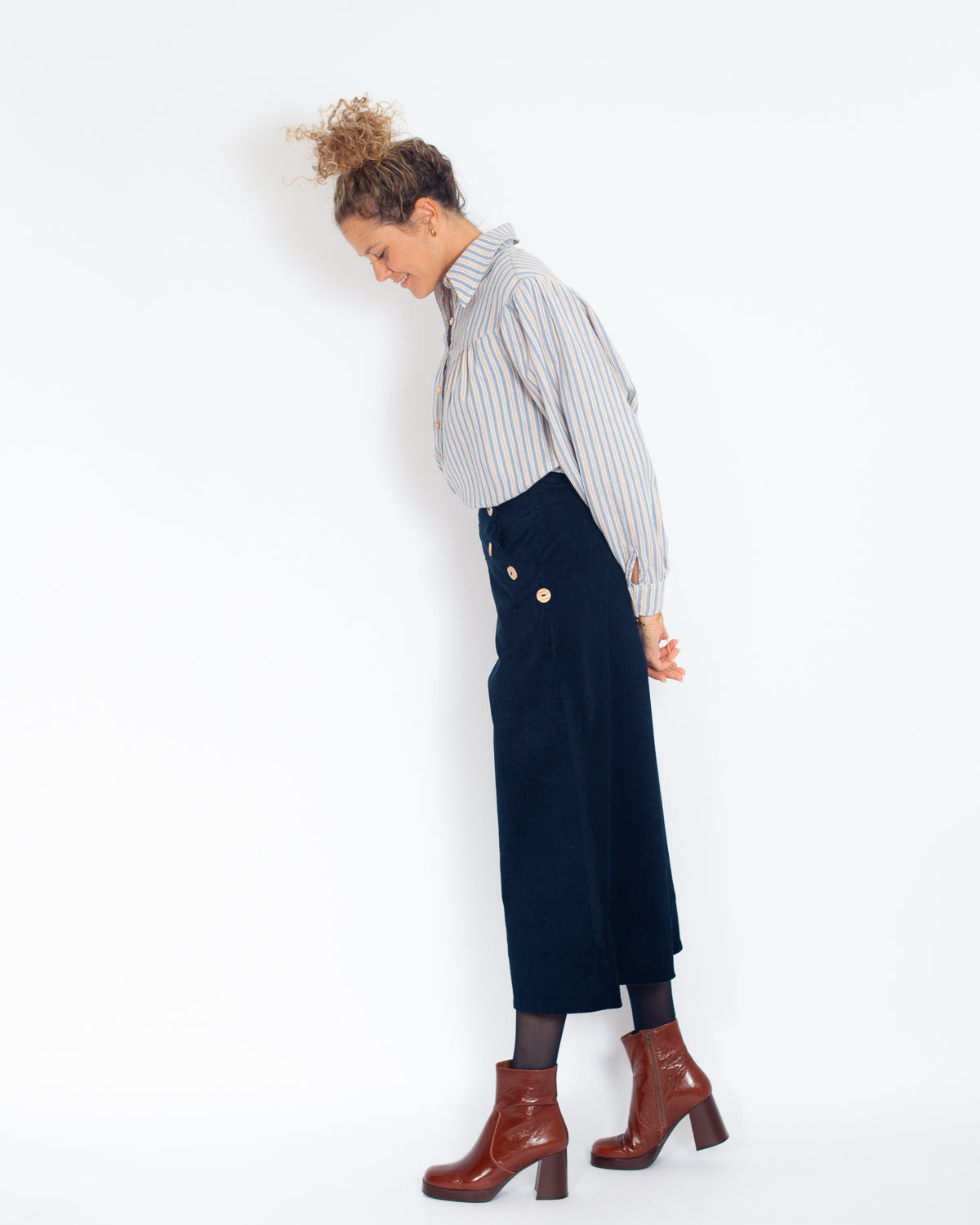 Jupe-culotte Henriette velours coton BIO MARINE - ICONIQUE