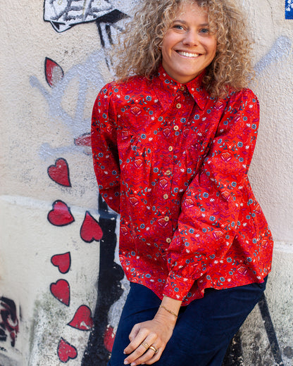 Chemise Amina rayures "Botanic" - DERNIERES CHANCES