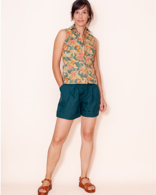 chemise Emilie été Pivoines ciel