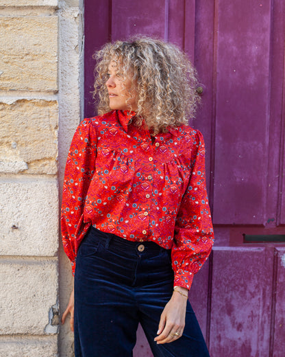 Chemise Amina rayures "Botanic" - DERNIERES CHANCES