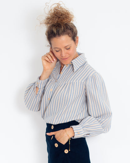 DERNIERE CHANCE - Chemise Amina RAYURES organic - PRIX ROND