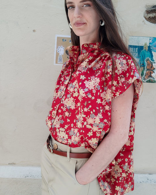 Chemise Claudine Japon prunier rouge - DERNIÈRE CHANCE