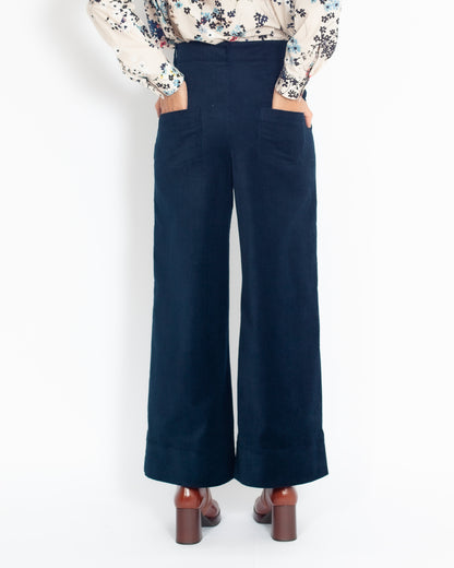 Pantalon Marinette BIO  Velours Marine - PETIT DEFAUT -30%