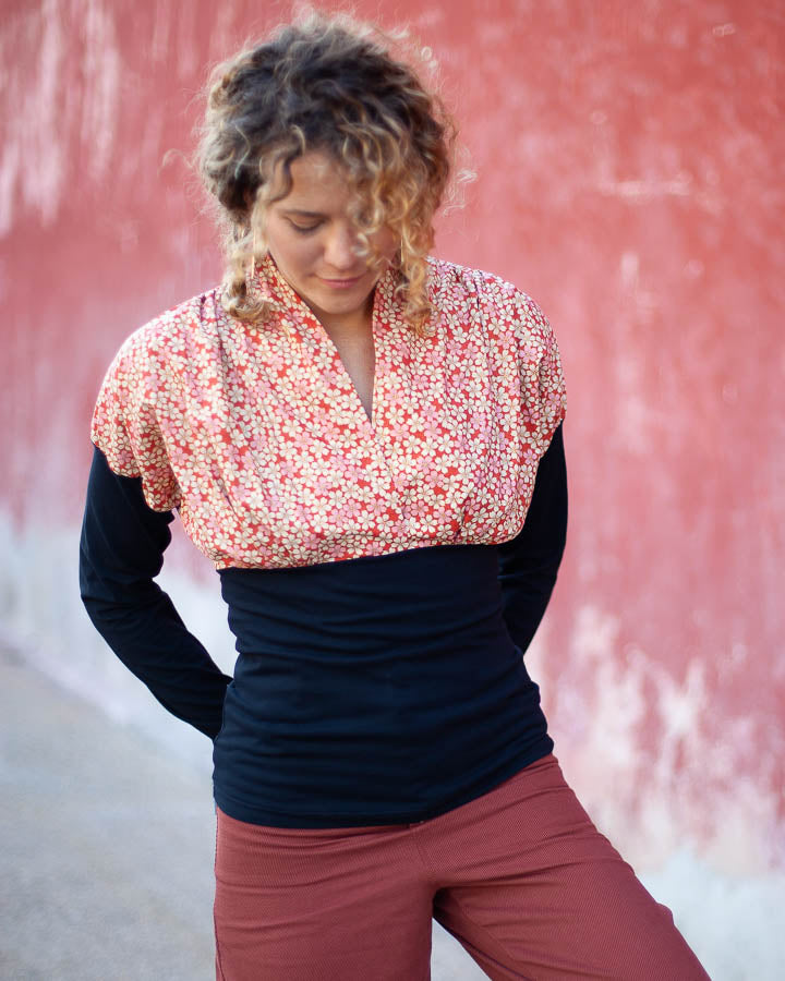 TOP KIMONO "fleurettes"