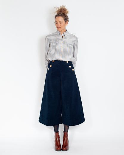 Jupe-culotte Henriette velours coton BIO MARINE - ICONIQUE