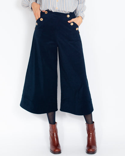 Jupe-culotte Henriette velours coton BIO MARINE - ICONIQUE