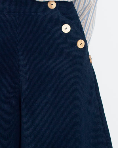 Jupe-culotte Henriette velours coton BIO MARINE - ICONIQUE