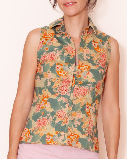 chemise Emilie été Pivoines ciel
