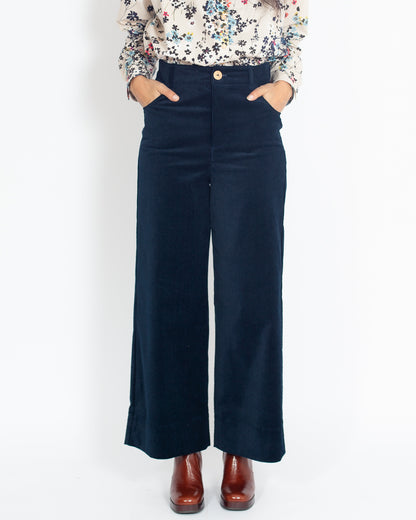 Pantalon Marinette BIO  Velours Marine - PETIT DEFAUT -30%