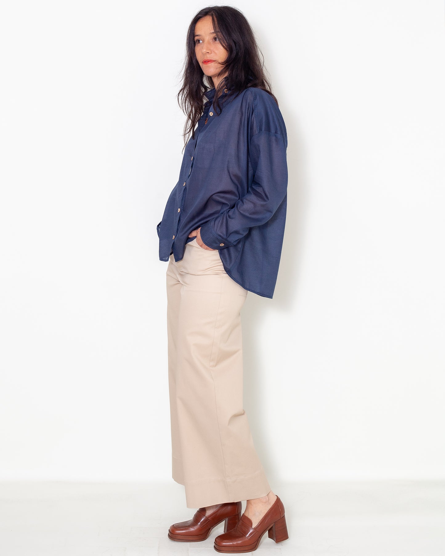 Chemise Marta Voile bleu soyeux