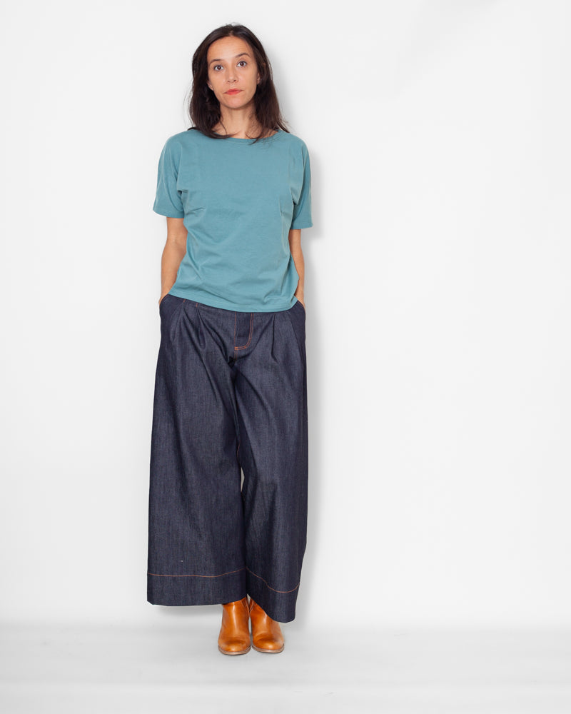 Tee-shirt Louise coton bio gots Mineral Blue