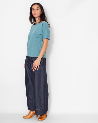 Tee-shirt Louise coton bio gots Mineral Blue