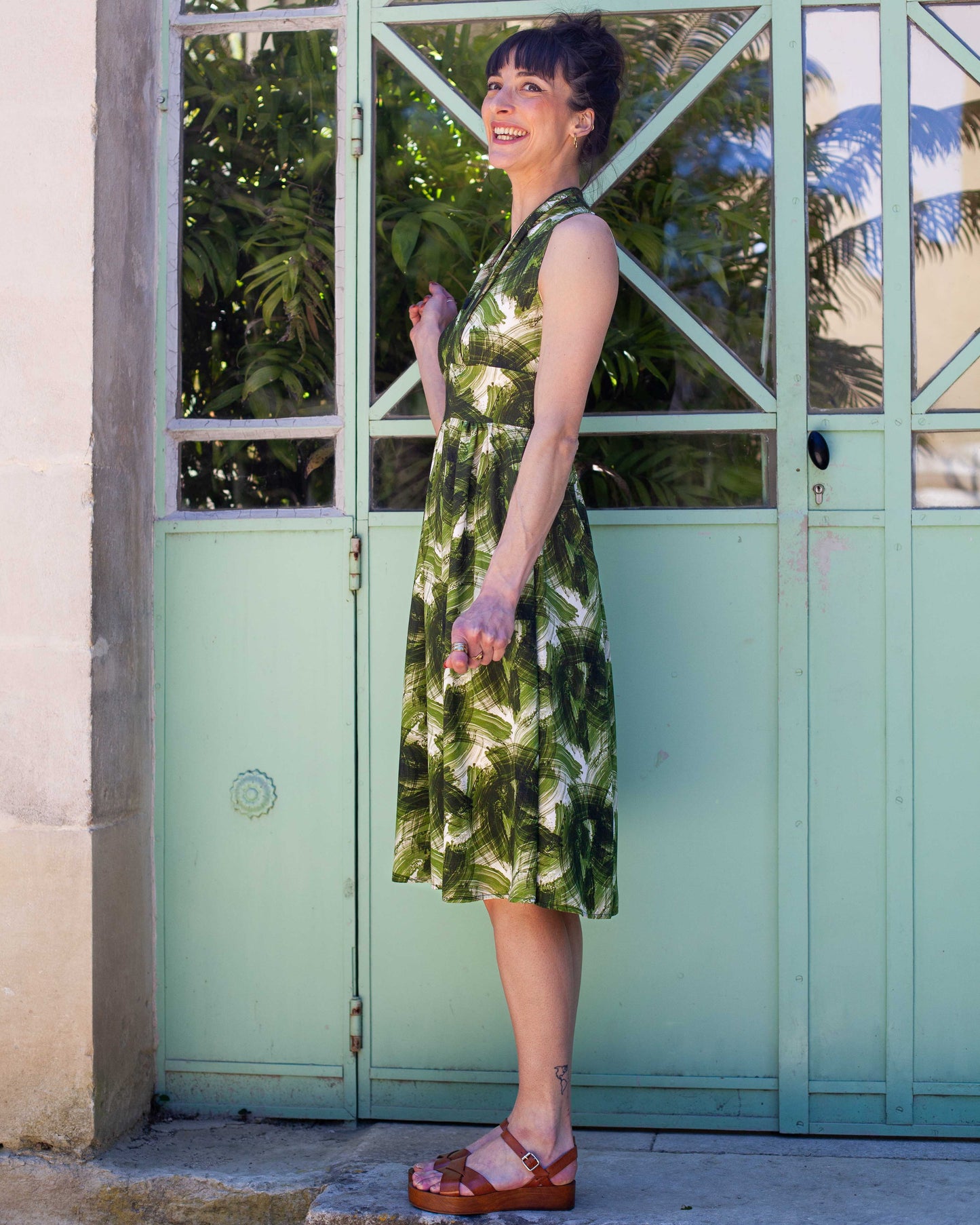 Robe Carole midi Brush vert