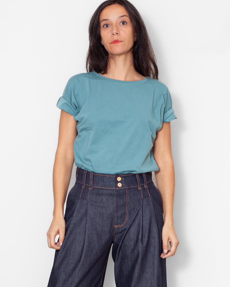 Tee-shirt Louise coton bio gots Mineral Blue