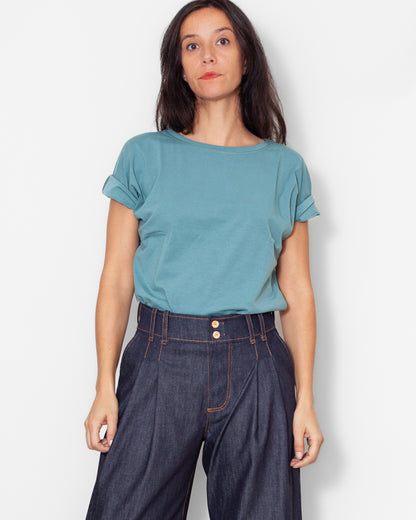 Tee-shirt Louise coton bio gots Mineral Blue