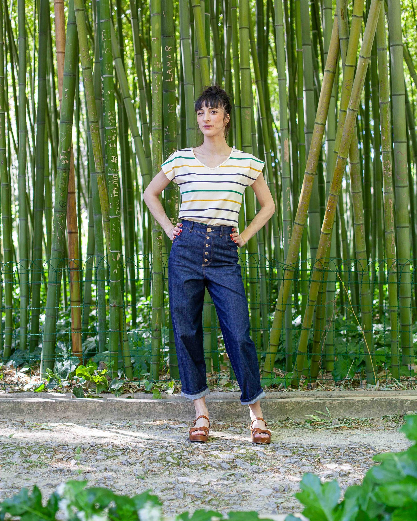 Tee-shirt VERO rayé couleurs Ivoire