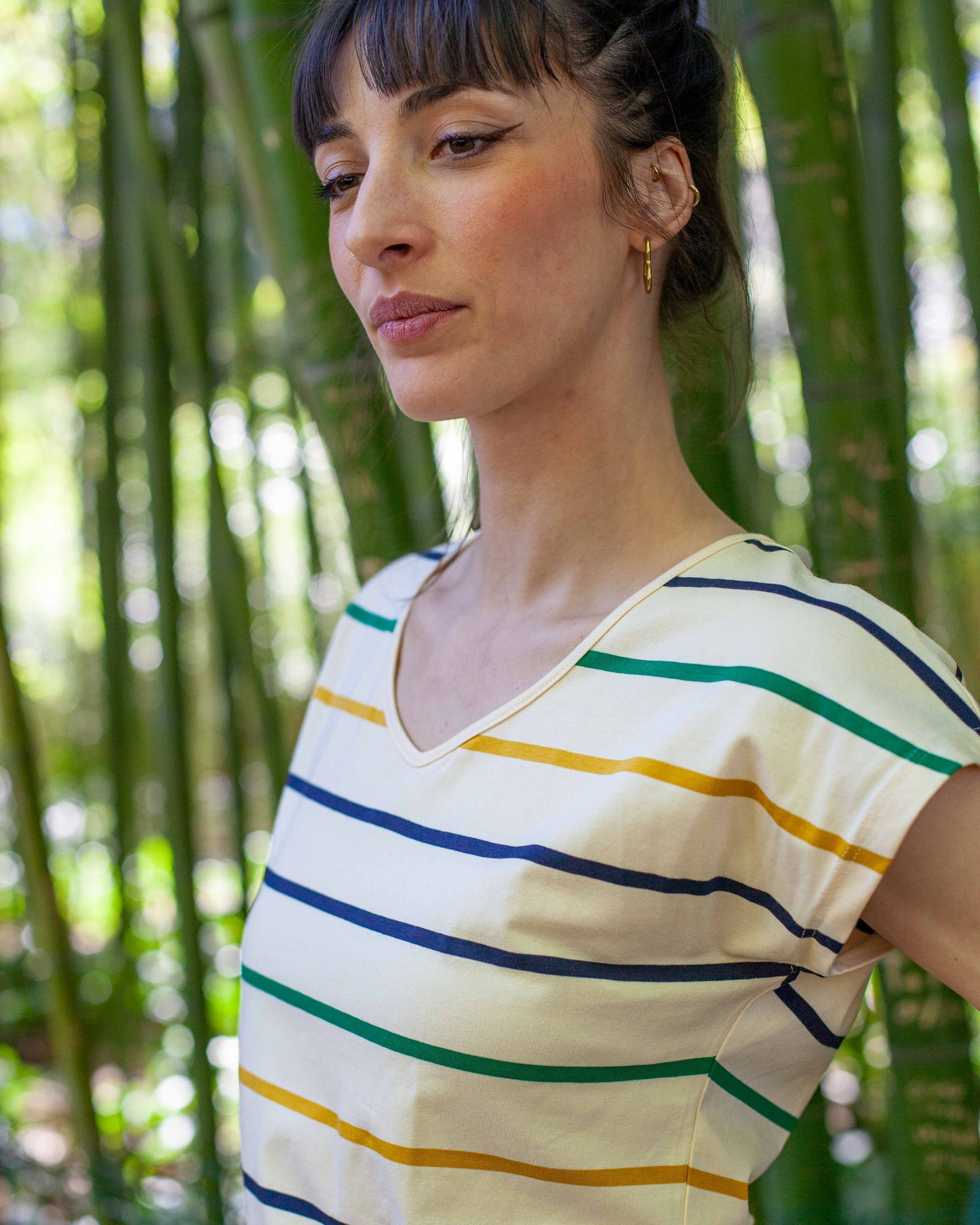 Tee-shirt VERO rayé couleurs Ivoire