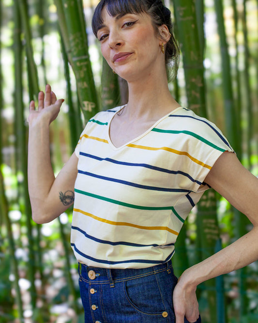Tee-shirt VERO rayé couleurs Ivoire