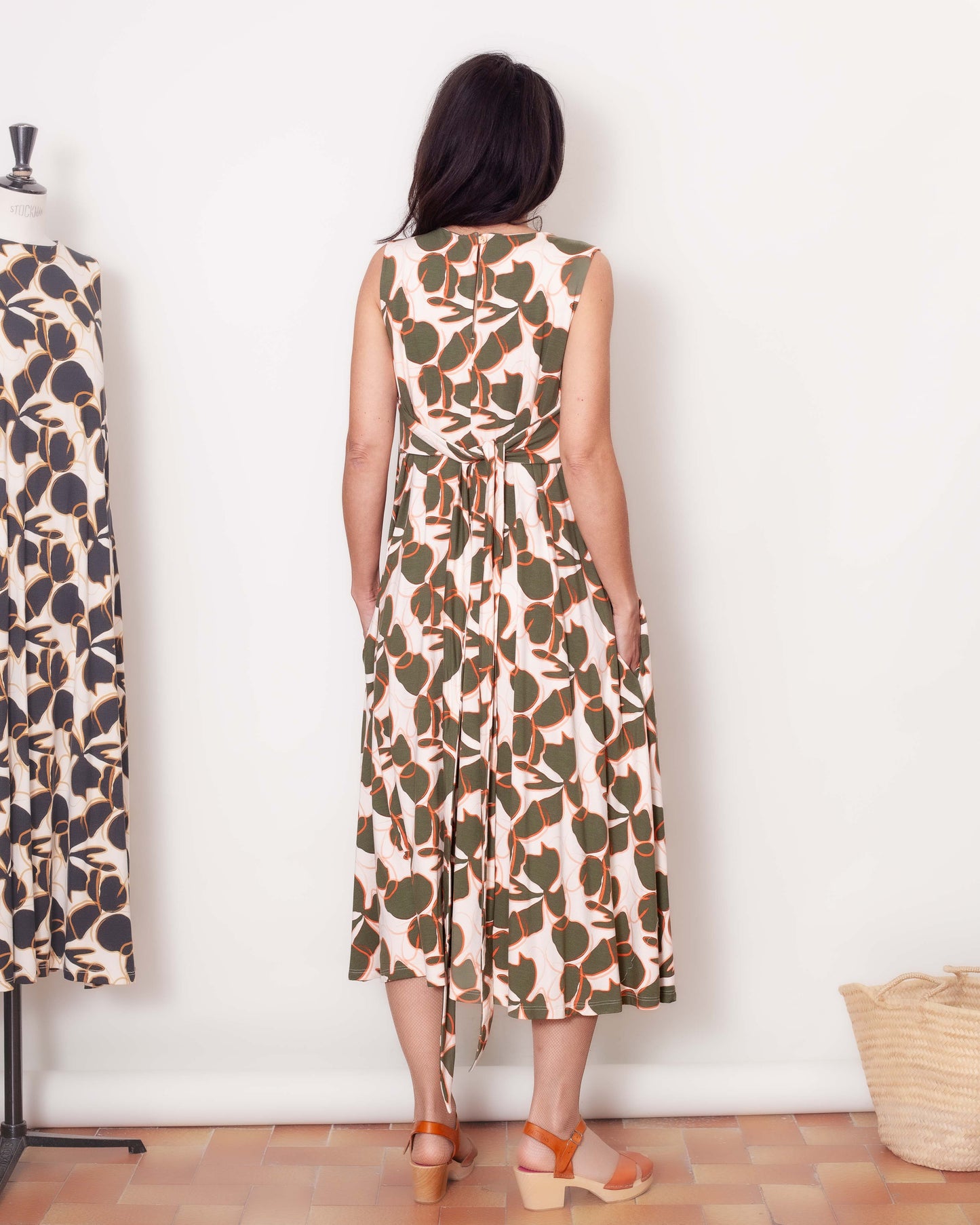 Robe Macha fleurs olives
