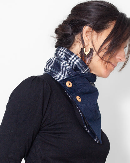 CHECHE laine velours bleu