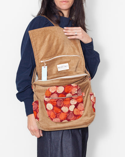 SAC bandoulière VELOURS BIO "Camel" CECILE