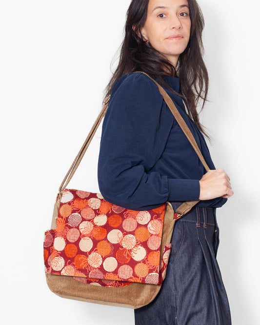 SAC bandoulière VELOURS BIO "Camel" CECILE