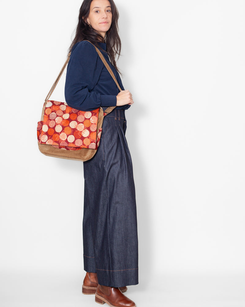 SAC bandoulière VELOURS BIO "Camel" CECILE