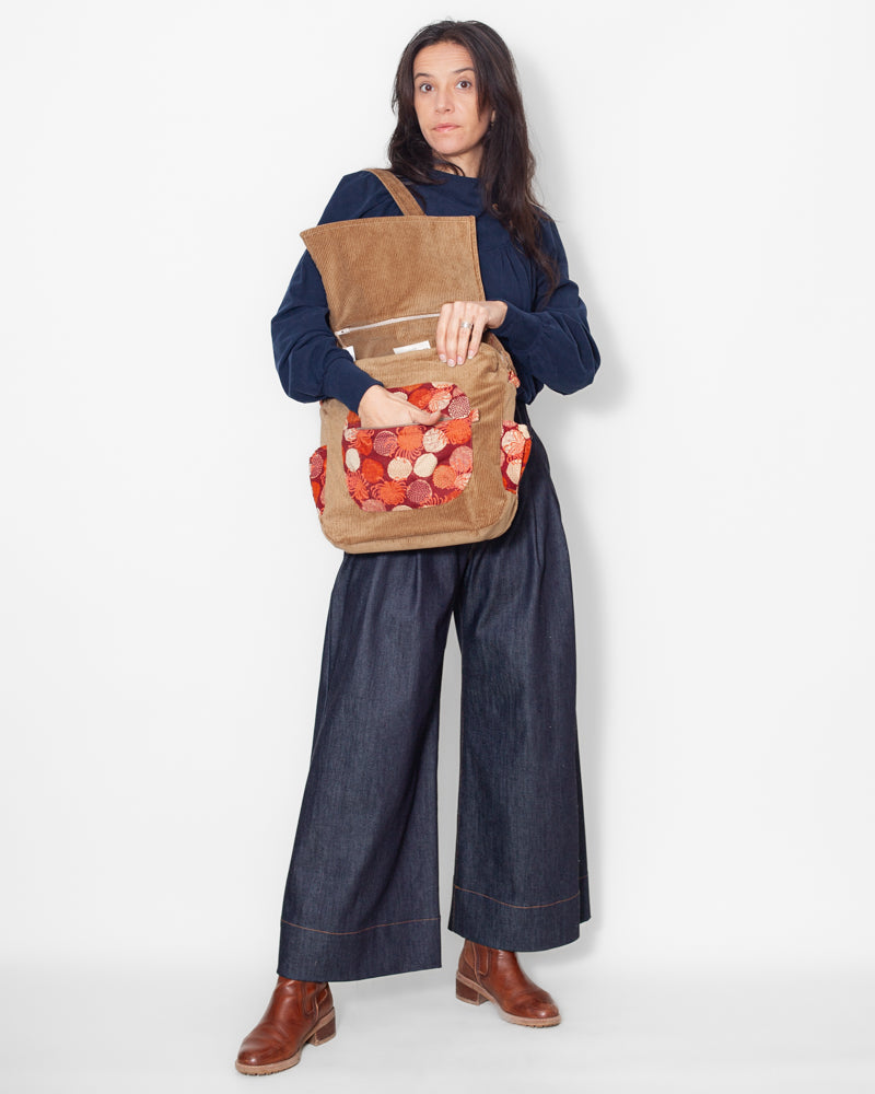 SAC bandoulière VELOURS BIO "Camel" CECILE