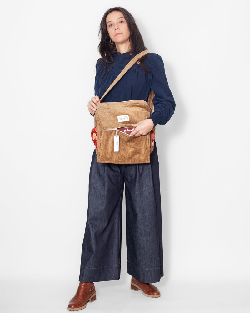 SAC bandoulière VELOURS BIO "Camel" CECILE