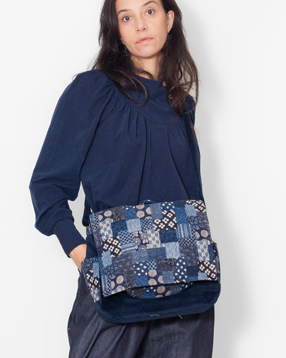 SAC bandoulière VELOURS BIO "Marine" CECILE