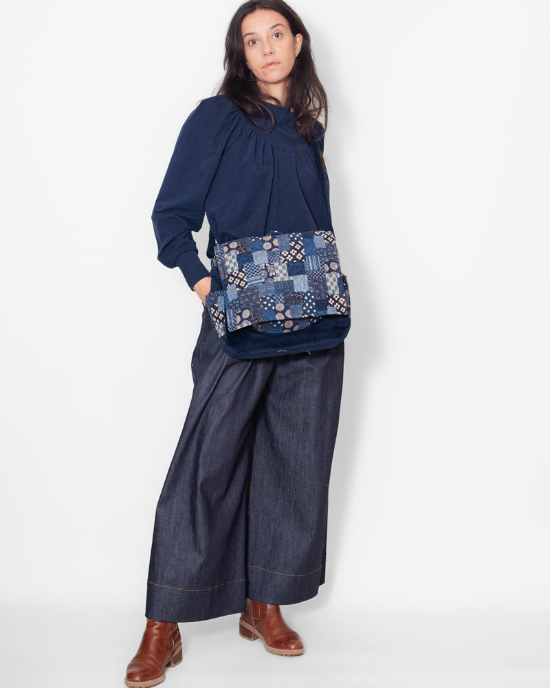 SAC bandoulière VELOURS BIO "Marine" CECILE