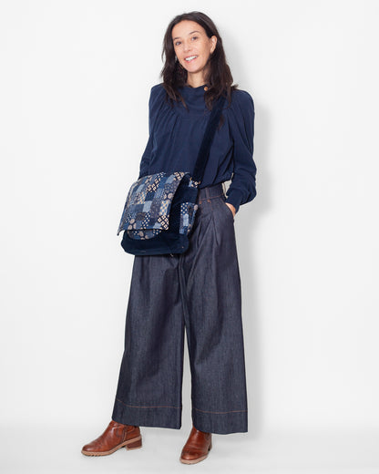 SAC bandoulière VELOURS BIO "Marine" CECILE