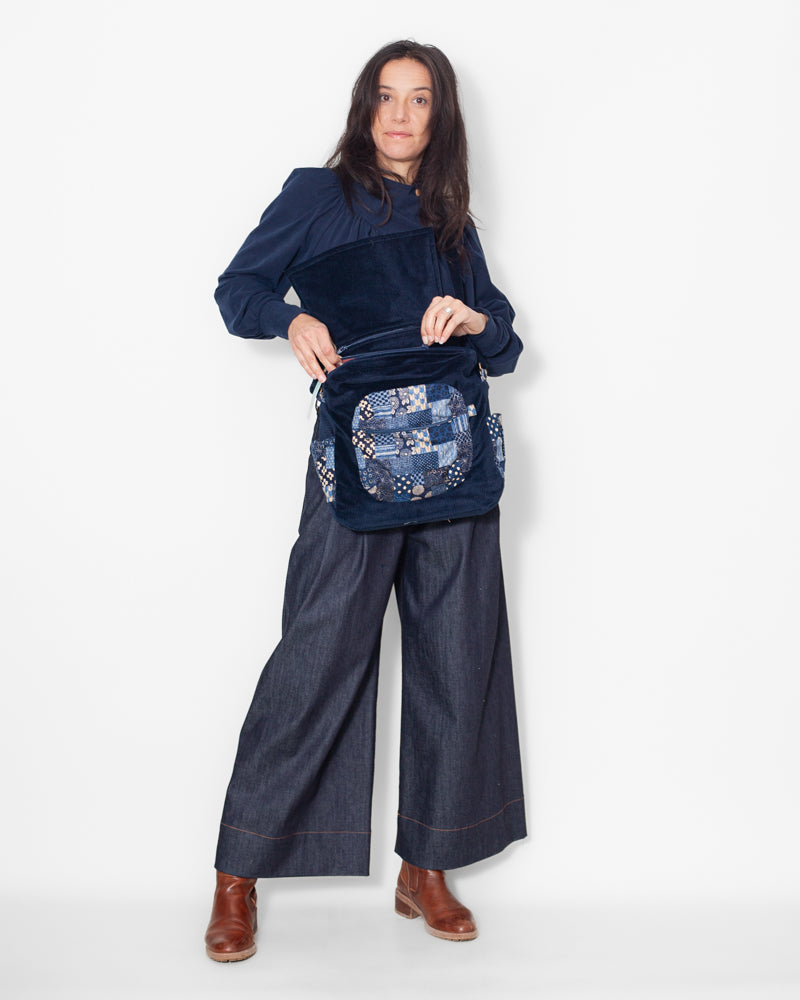 SAC bandoulière VELOURS BIO "Marine" CECILE