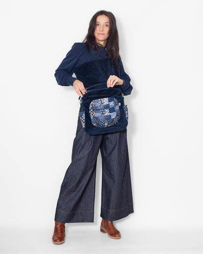 SAC bandoulière VELOURS BIO "Marine" CECILE