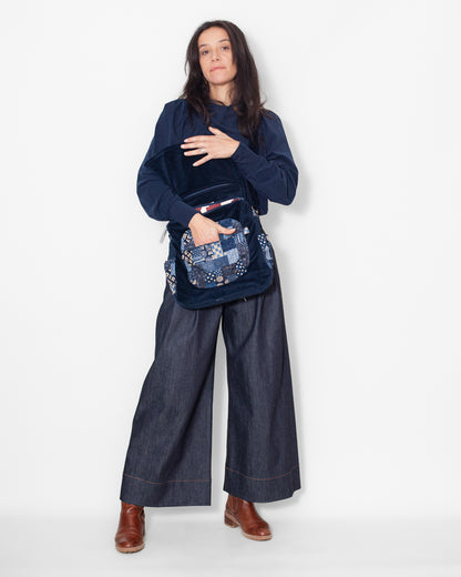 SAC bandoulière VELOURS BIO "Marine" CECILE