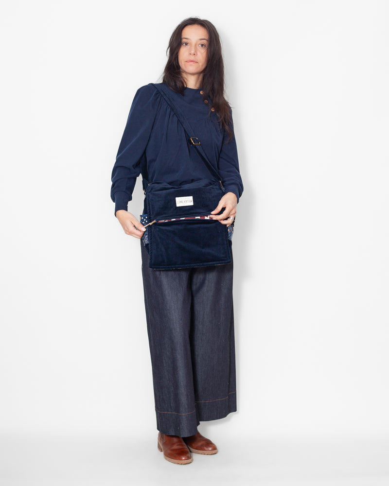 SAC bandoulière VELOURS BIO "Marine" CECILE