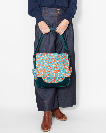 SAC bandoulière VELOURS BIO "canard" CECILE