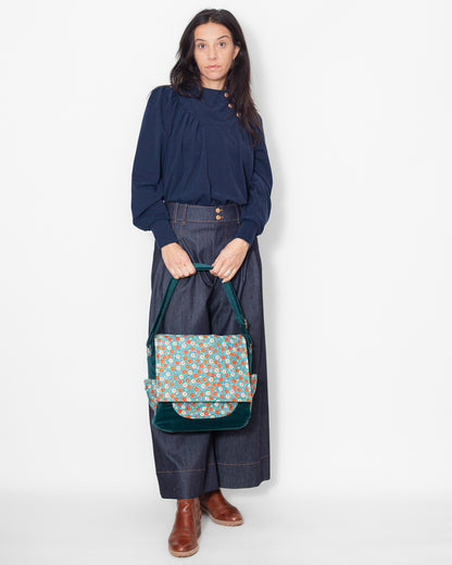 SAC bandoulière VELOURS BIO "canard" CECILE