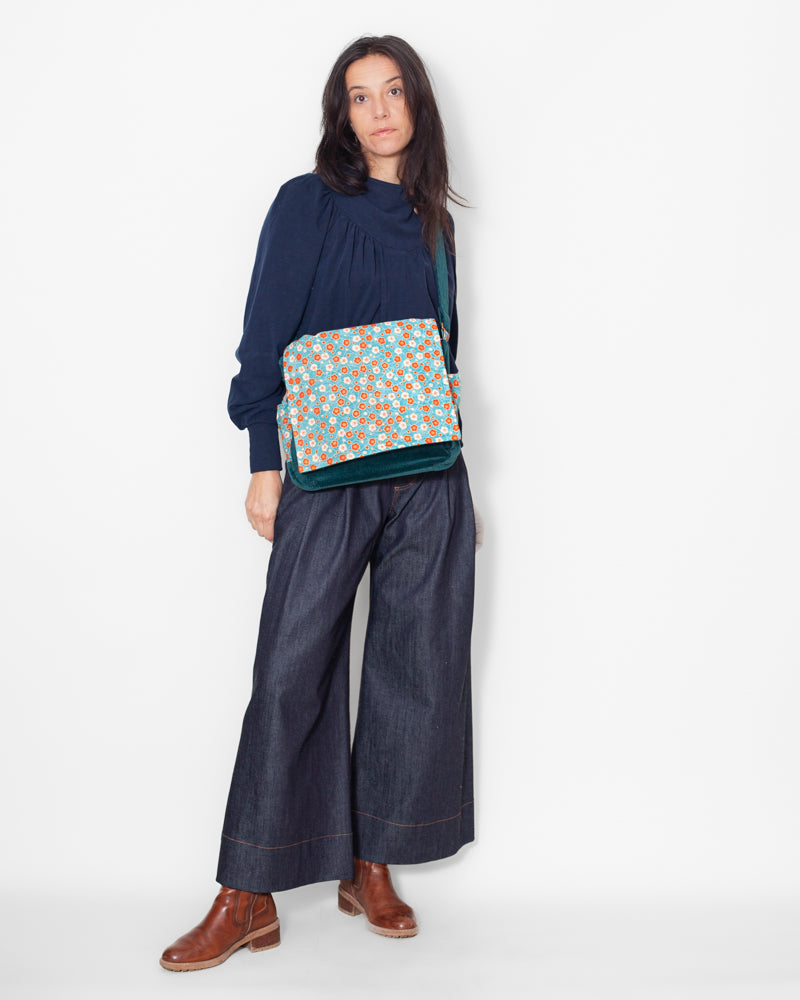 SAC bandoulière VELOURS BIO "canard" CECILE