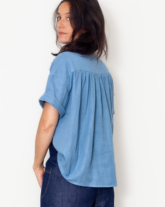 CHEMISIER MAGUELONE BIO bleu tendre double gaze Bio