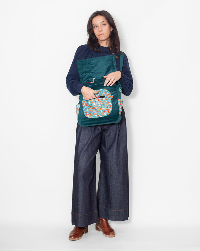 SAC bandoulière VELOURS BIO "canard" CECILE